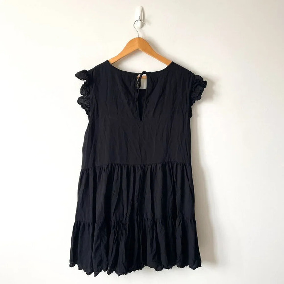 Aritzia Wilfred La  Boheme Sidonie Ruffled Scalloped Dress Black Size Large - Picture 5 of 8